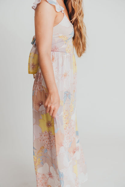 Tuva Flutter Sleeve Maxi Dress in Pastel Blue - Bump Friendly