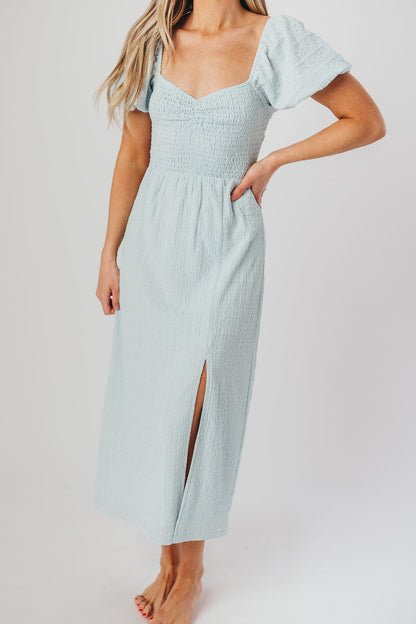 Maria Sweetheart Neckline Midi Dress in Powder Blue - Bump Friendly & Inclusive Sizing (S-3XL)