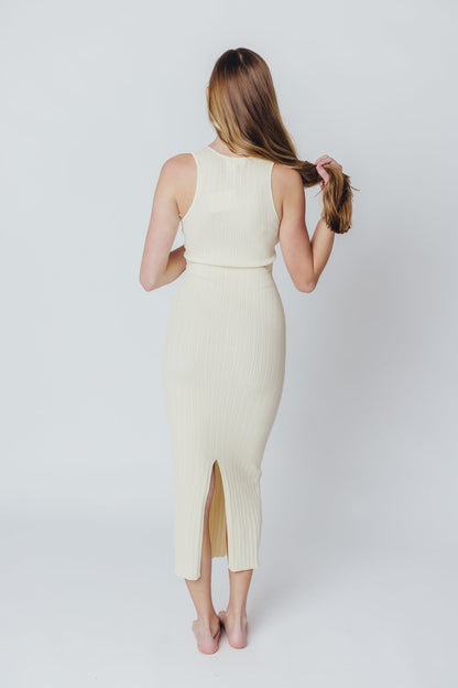 The Madison Racerback Knit Midi Dress in Cream