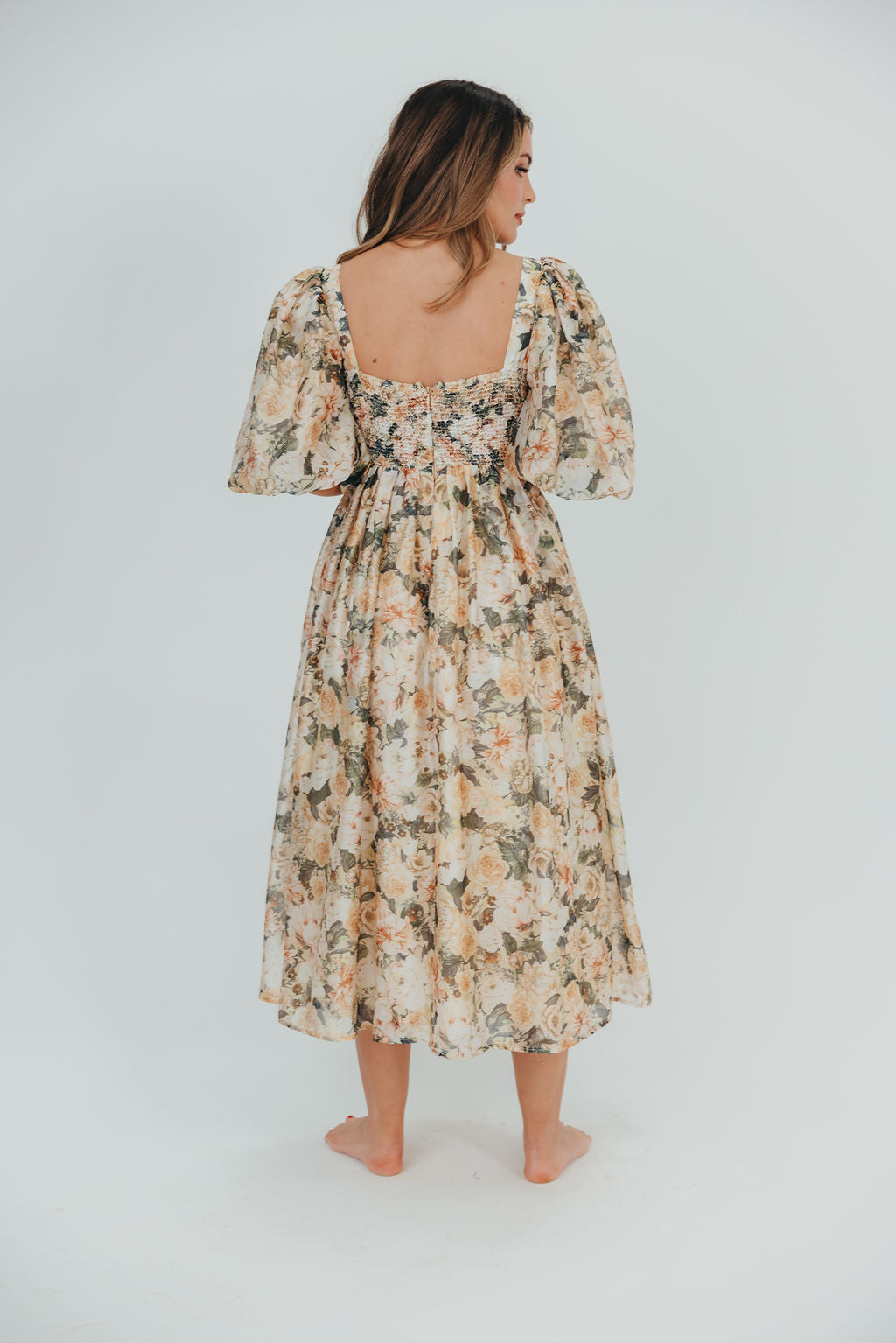 Harlow Maxi Dress in Champagne Floral - Bump Friendly & Inclusive Sizing (S-3XL)