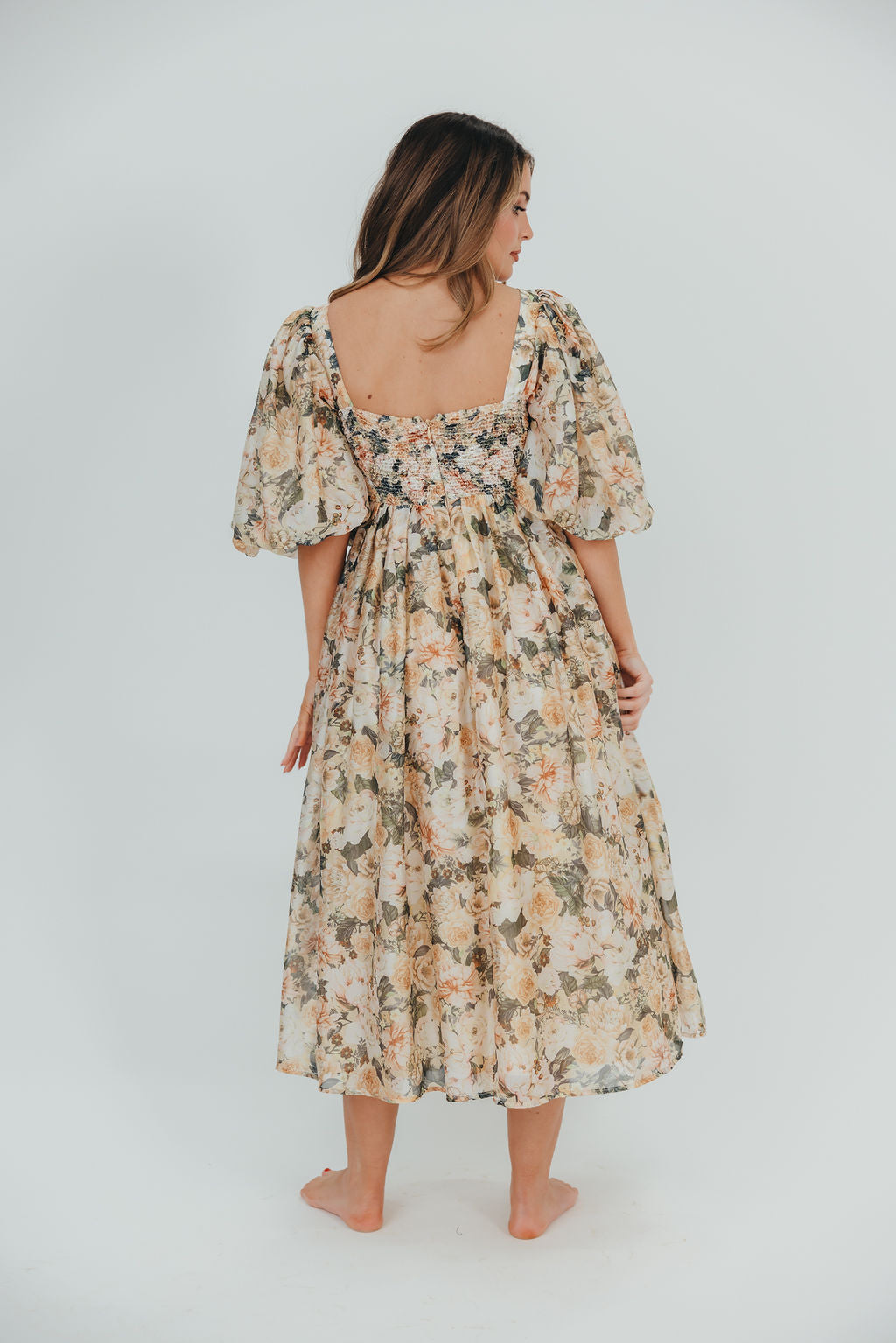 Harlow Maxi Dress in Champagne Floral - Bump Friendly & Inclusive Sizing (S-3XL)