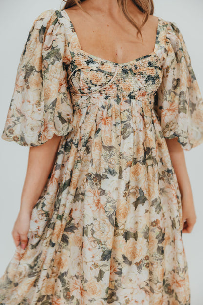 Harlow Maxi Dress in Champagne Floral - Bump Friendly & Inclusive Sizing (S-3XL)