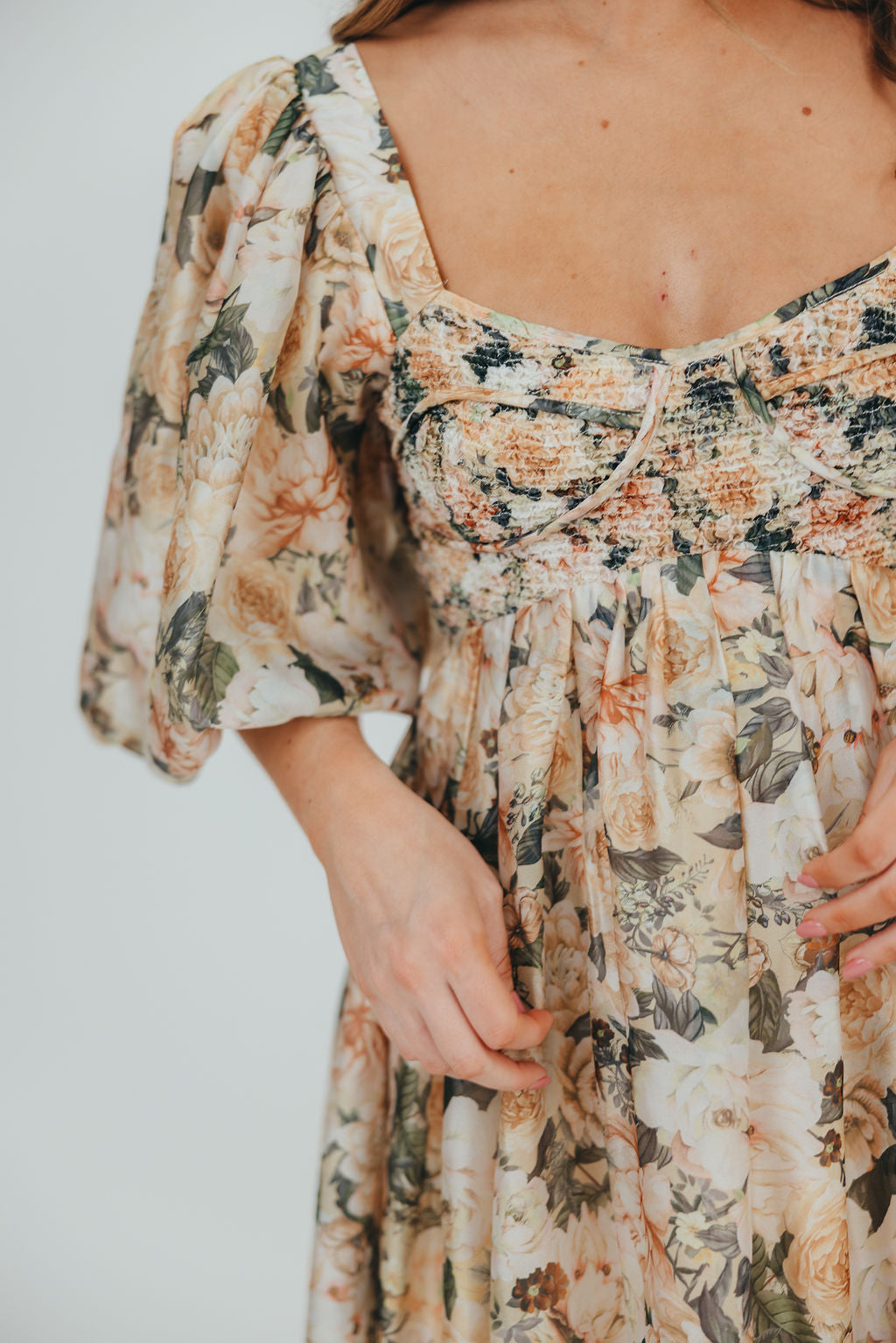 Harlow Maxi Dress in Champagne Floral - Bump Friendly & Inclusive Sizing (S-3XL)