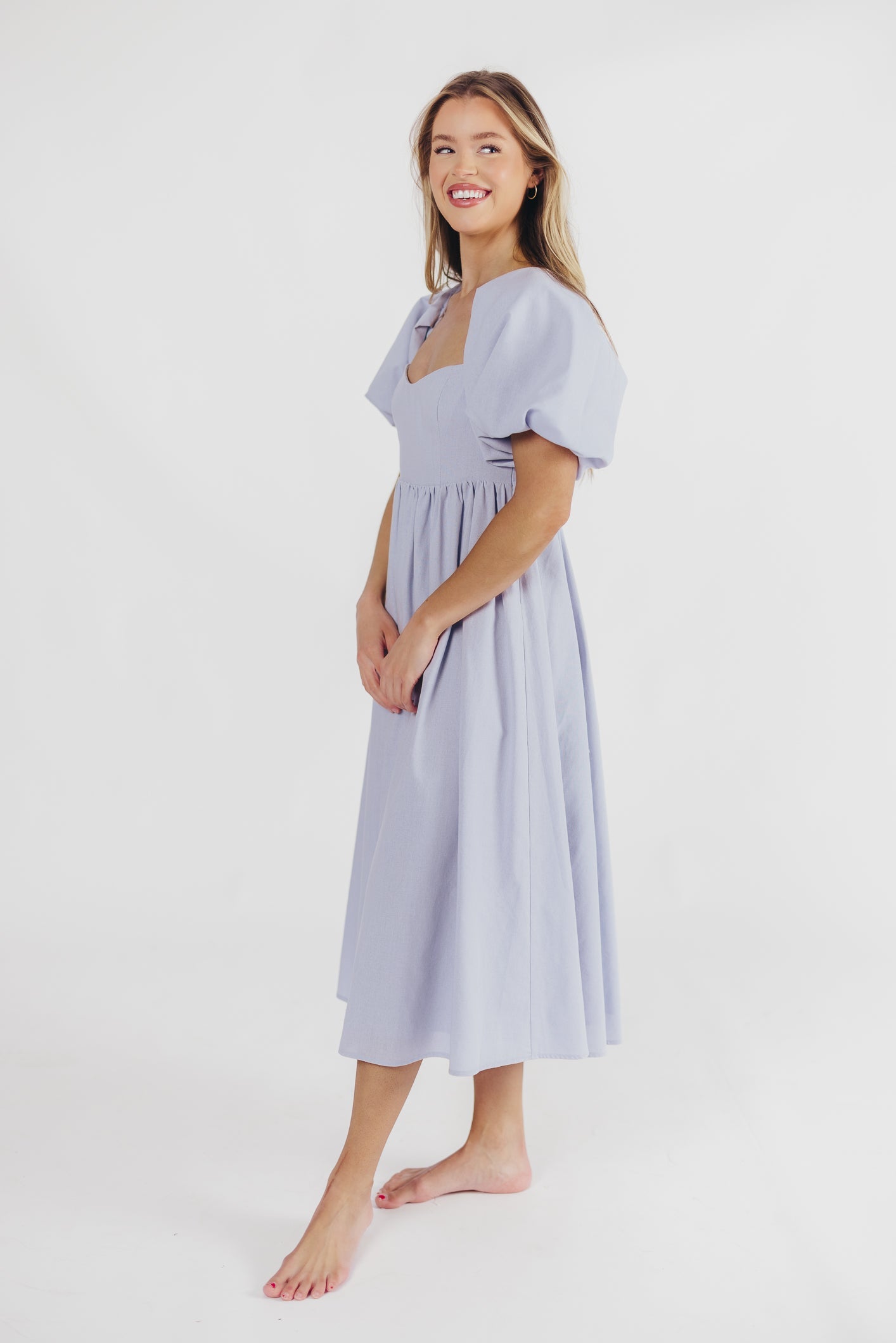 Hamilton Midi Dress in Light Blue - Bump Friendly & Inclusive Sizing (S-3XL)