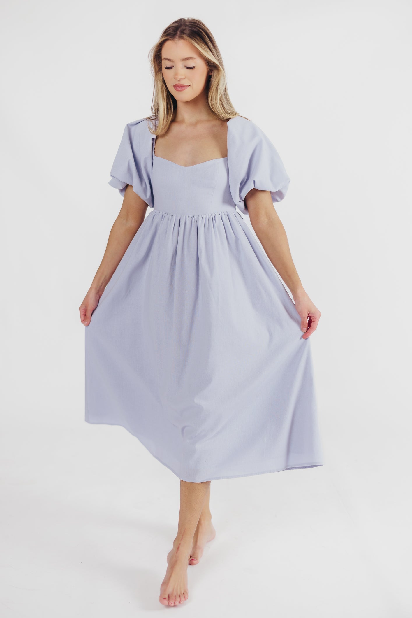 Hamilton Midi Dress in Light Blue - Bump Friendly & Inclusive Sizing (S-3XL)