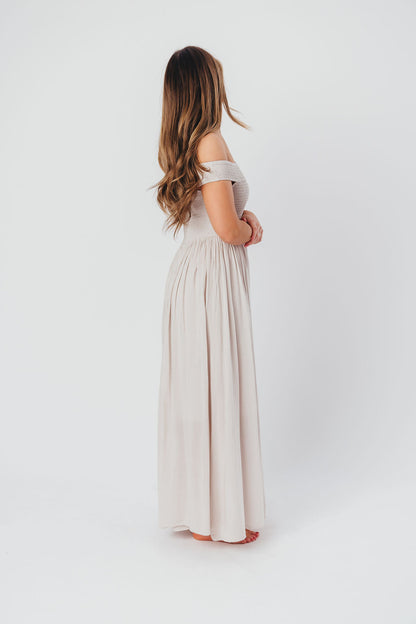 Tatiana Modal Off-the-Shoulder Maxi Dress in Porcelain