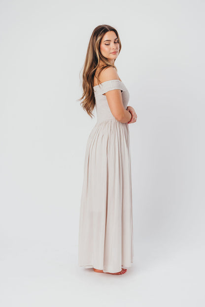 Tatiana Modal Off-the-Shoulder Maxi Dress in Porcelain