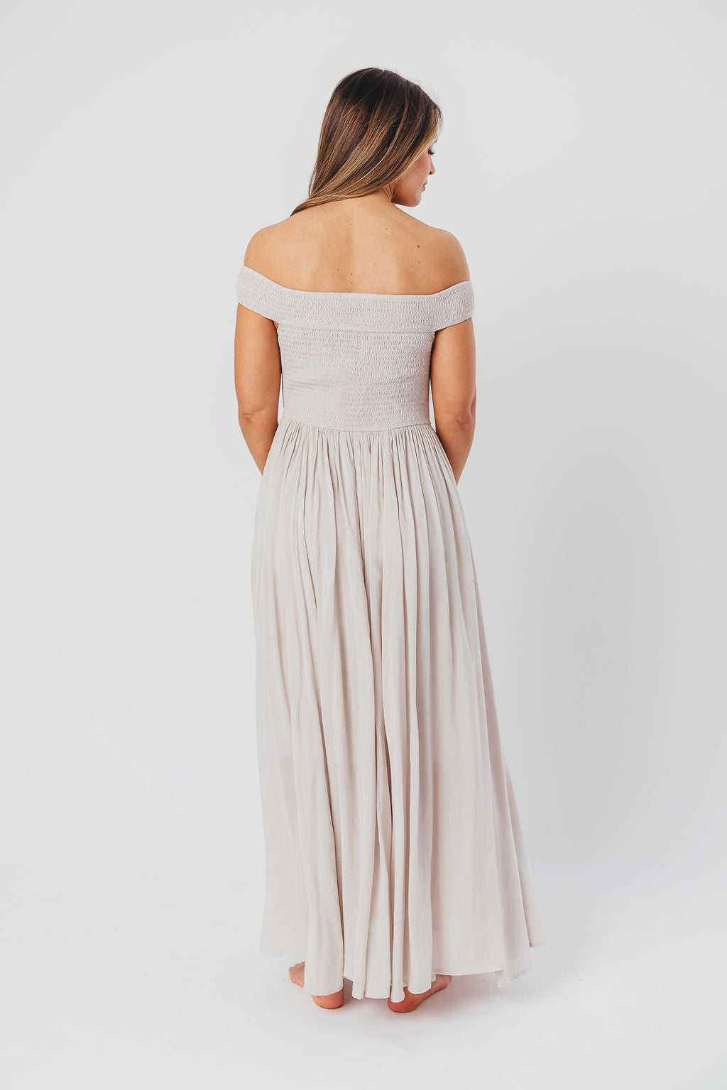 Tatiana Modal Off-the-Shoulder Maxi Dress in Porcelain