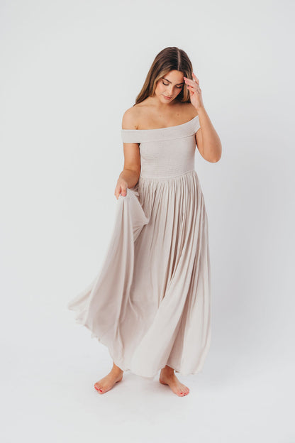 Tatiana Modal Off-the-Shoulder Maxi Dress in Porcelain