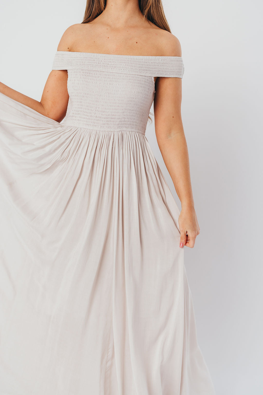 Tatiana Modal Off-the-Shoulder Maxi Dress in Porcelain