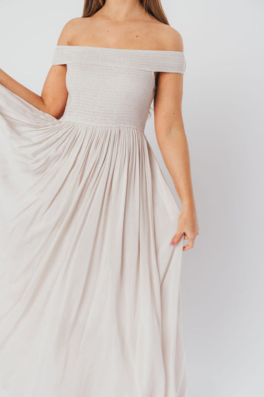 Tatiana Modal Off-the-Shoulder Maxi Dress in Porcelain