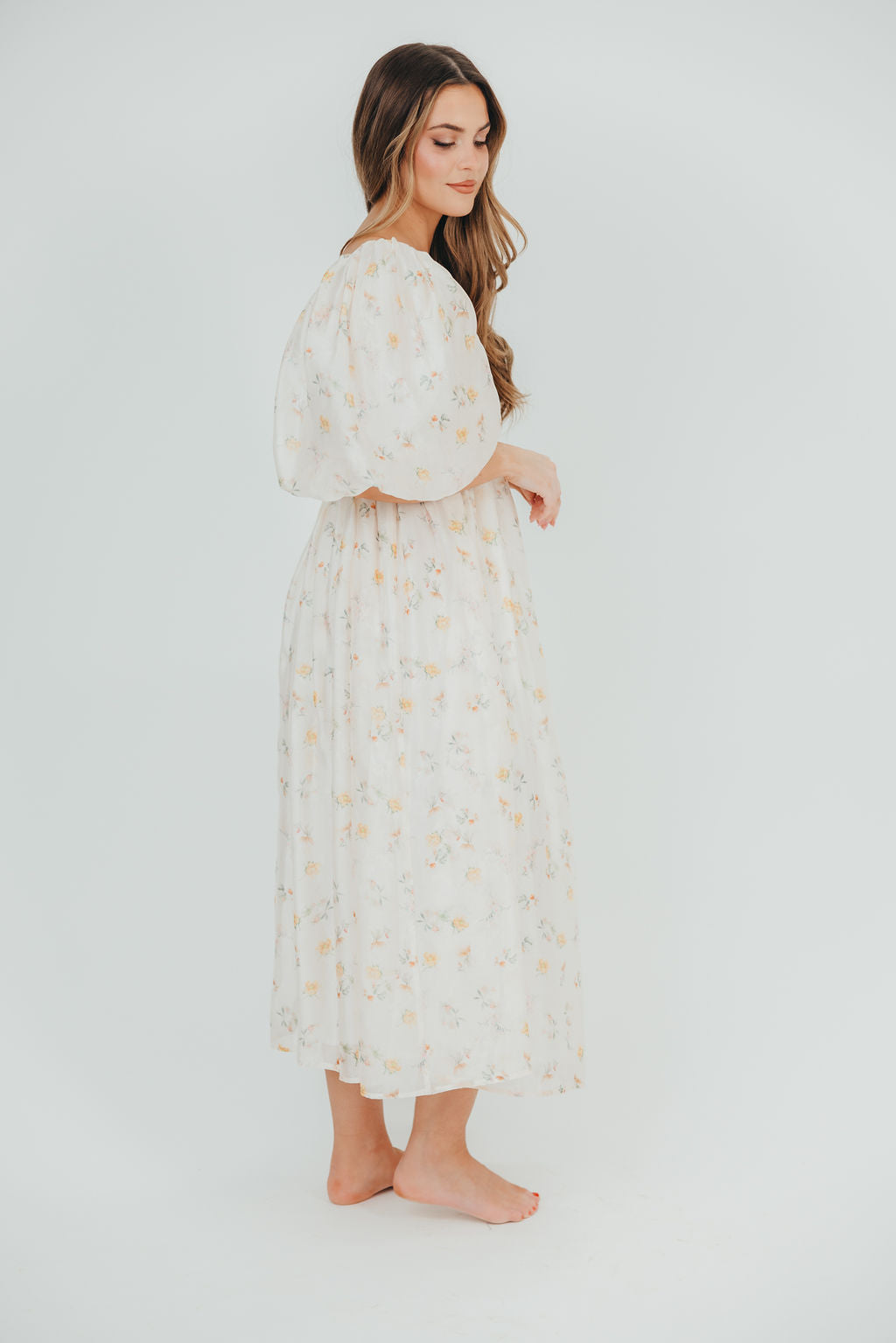 Harlow Maxi Dress in Tiny Yellow Floral - Bump Friendly & Inclusive Sizing (S-3XL)