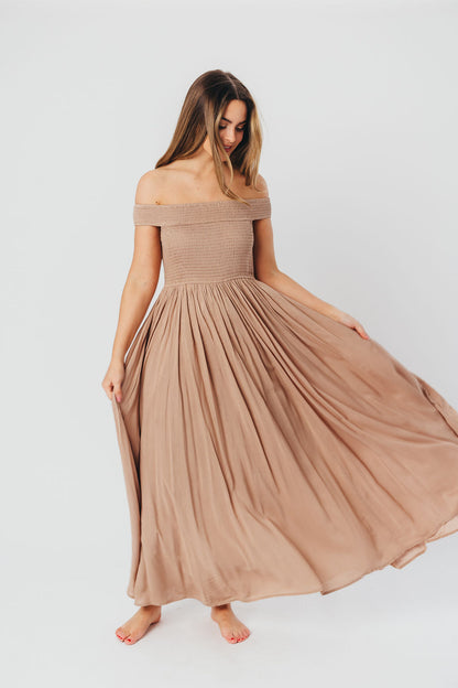 Tatiana Modal Off-the-Shoulder Maxi Dress in Mushroom