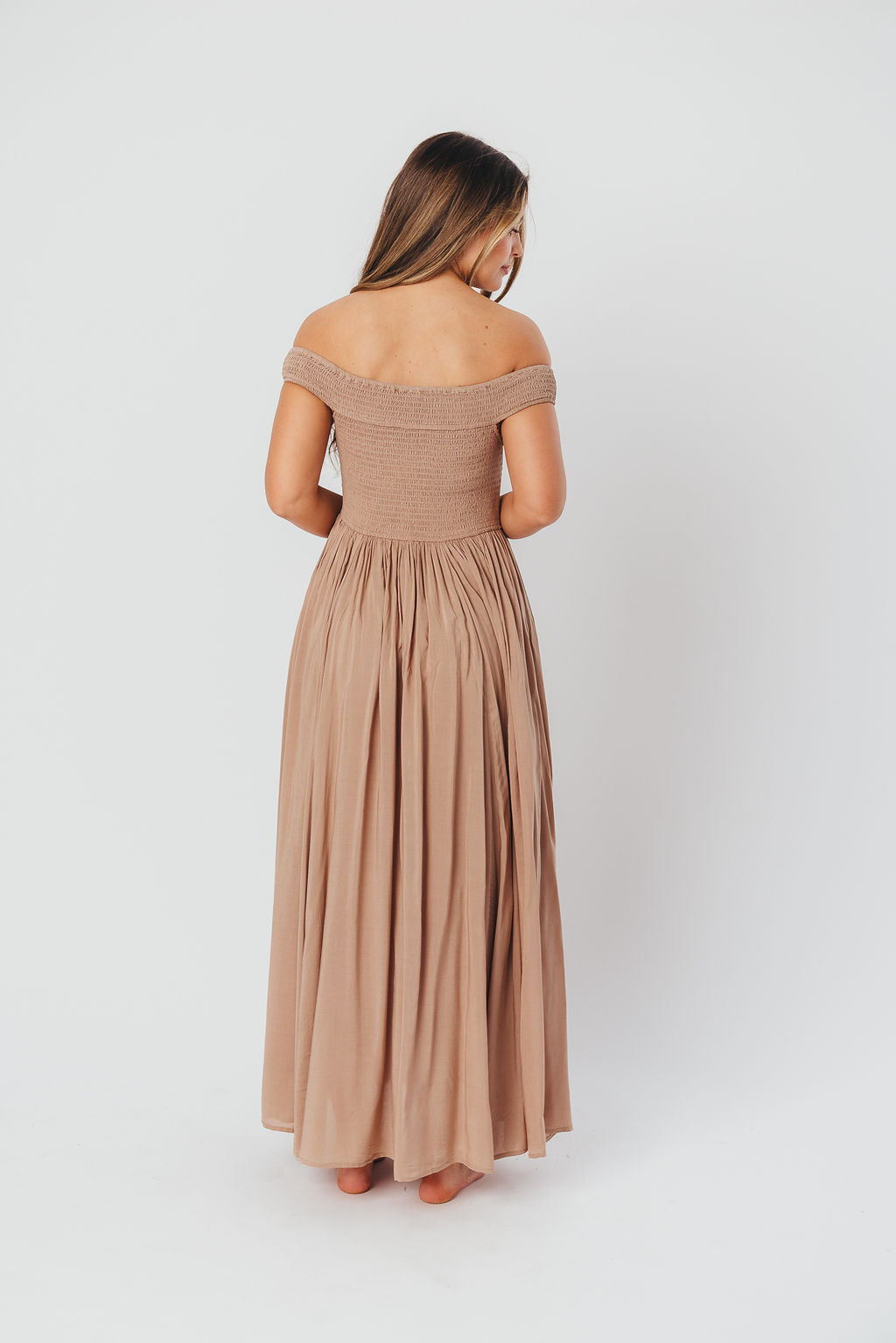 Tatiana Modal Off-the-Shoulder Maxi Dress in Mushroom