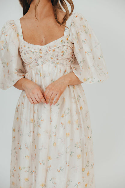 Harlow Maxi Dress in Tiny Yellow Floral - Bump Friendly & Inclusive Sizing (S-3XL)