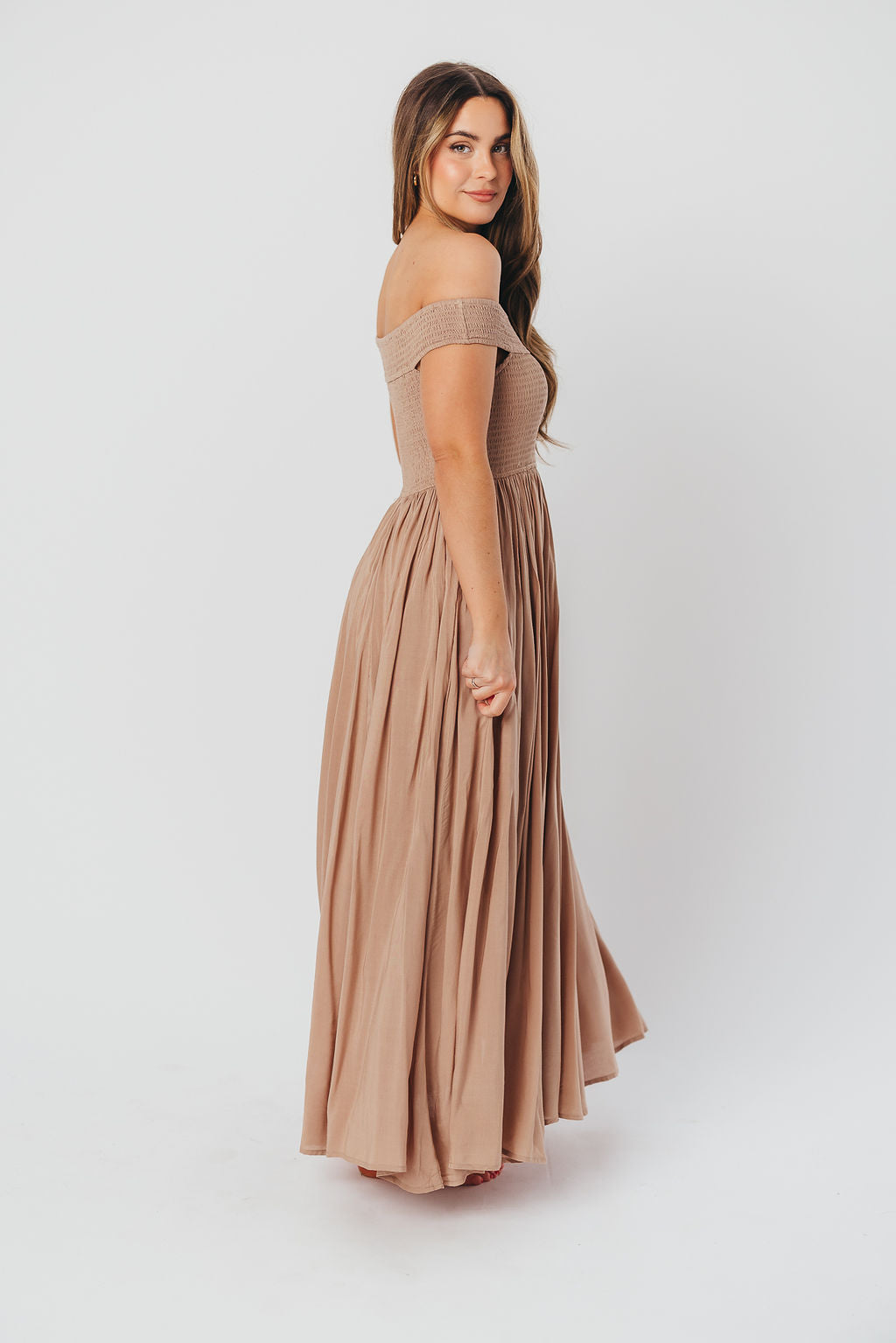 Tatiana Modal Off-the-Shoulder Maxi Dress in Mushroom