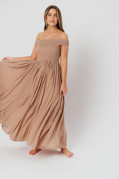 Tatiana Modal Off-the-Shoulder Maxi Dress in Mushroom