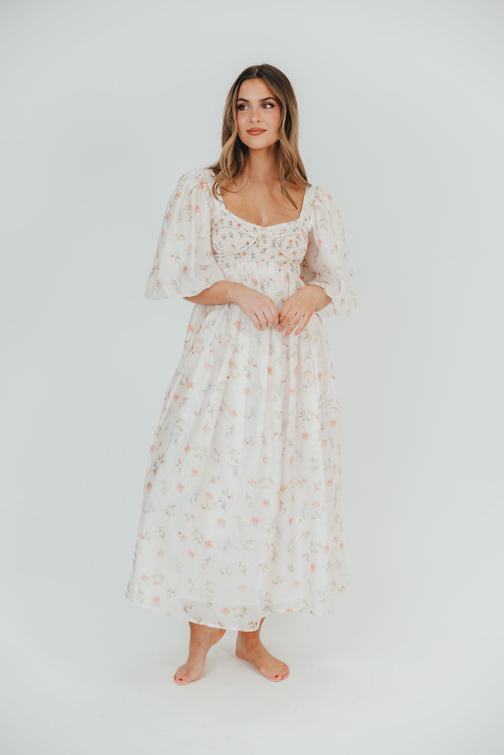 Harlow Maxi Dress in Tiny Pink Floral - Bump Friendly & Inclusive Sizing (S-3XL)