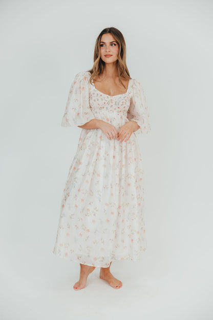 Harlow Maxi Dress in Tiny Pink Floral - Bump Friendly & Inclusive Sizing (S-3XL)