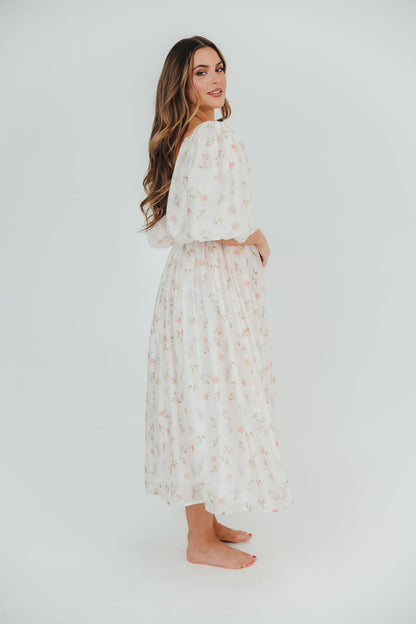 Harlow Maxi Dress in Tiny Pink Floral - Bump Friendly & Inclusive Sizing (S-3XL)