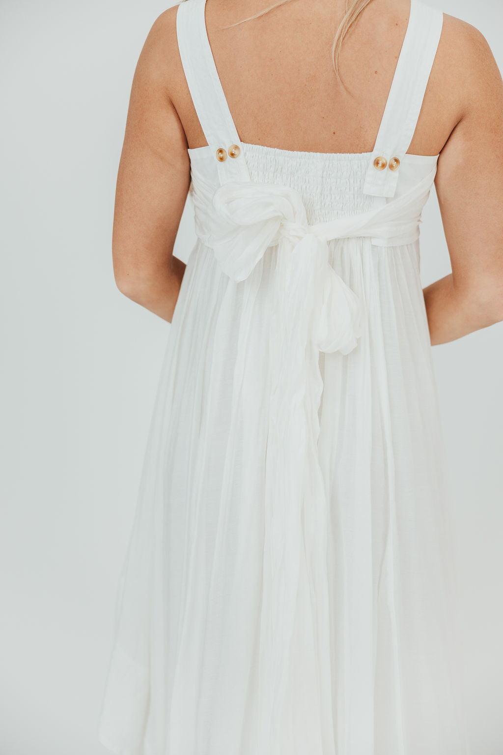 Ariella Sleeveless Midi Dress in Off-White