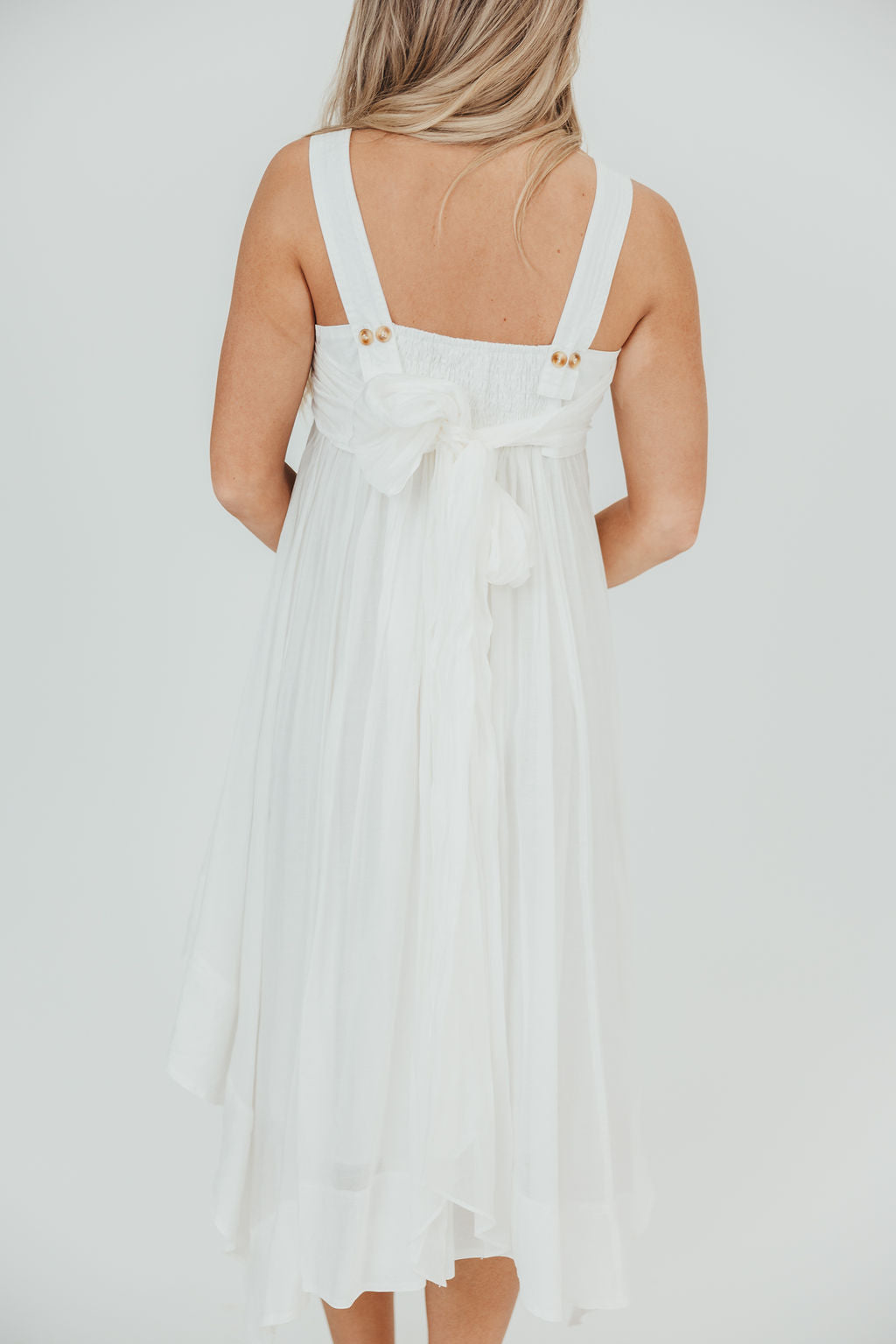 Ariella Sleeveless Midi Dress in Off-White