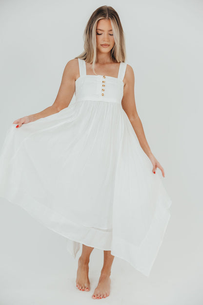 Ariella Sleeveless Midi Dress in Off-White