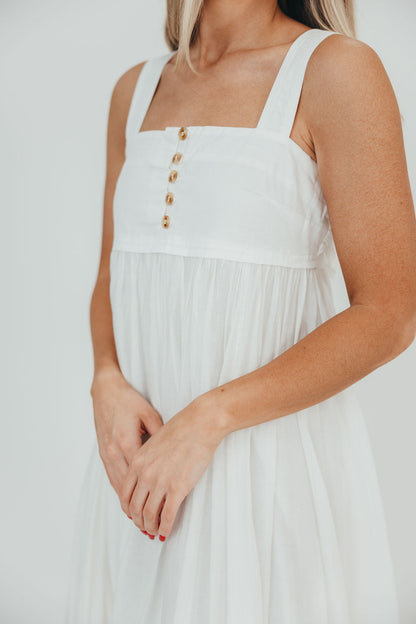 Ariella Sleeveless Midi Dress in Off-White