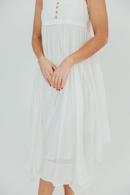 Ariella Sleeveless Midi Dress in Off-White