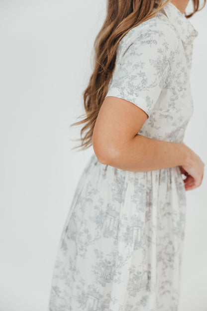 Coastal 100% Cotton Midi Dress in Ivory/Grey/Blue - Bump & Nursing Friendly & Inclusive Sizing (S-3XL) Final Restock!!