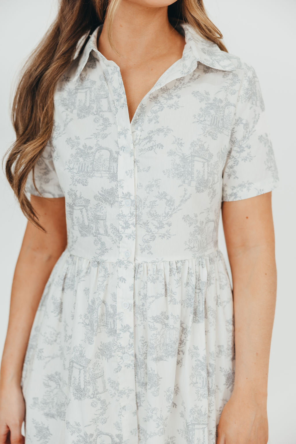 Coastal 100% Cotton Midi Dress in Ivory/Grey/Blue - Bump & Nursing Friendly & Inclusive Sizing (S-3XL) Final Restock!!