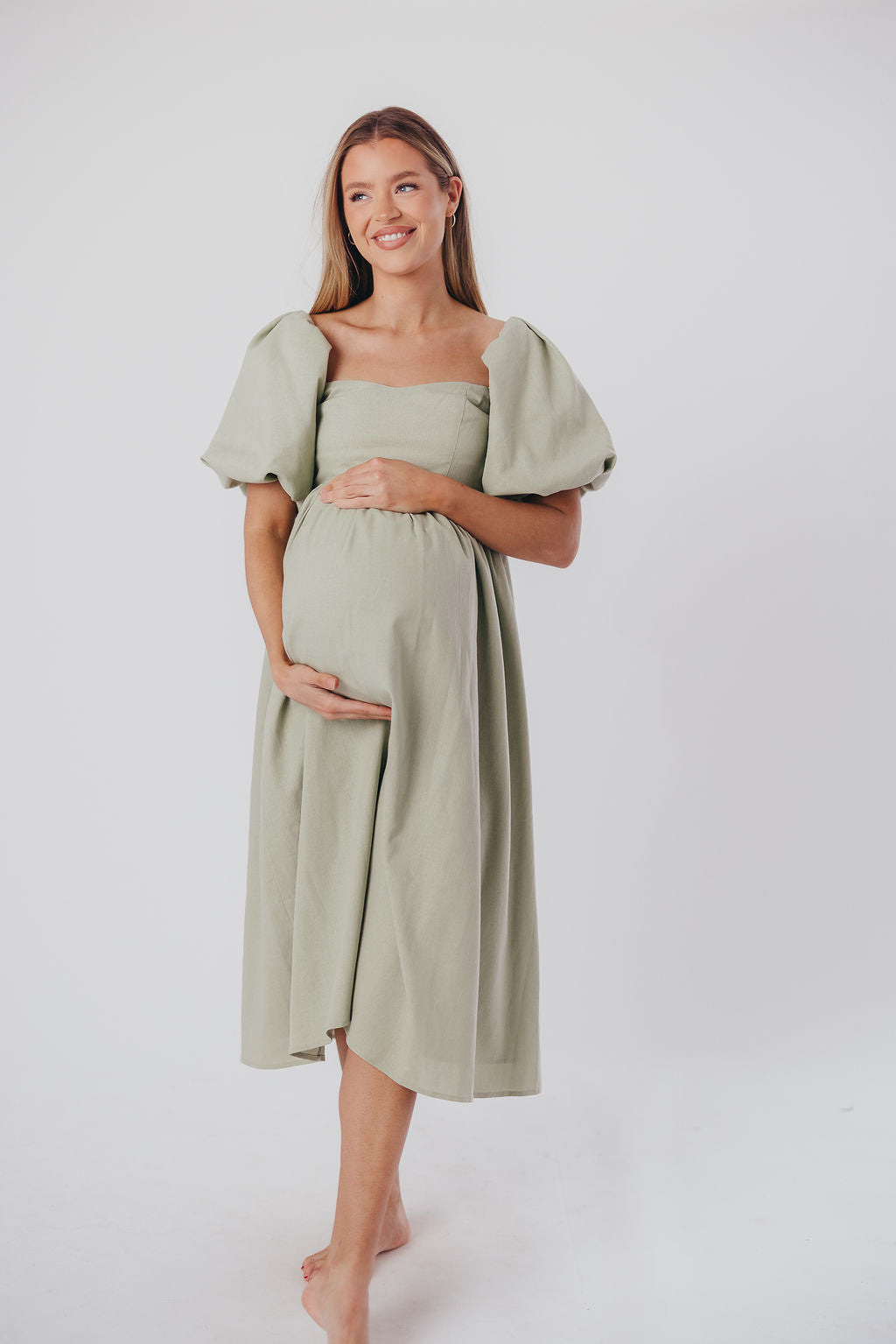 Hamilton Midi Dress in Olive - Bump Friendly (S-XL)