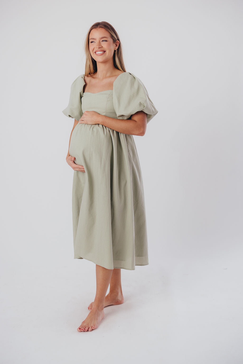 Hamilton Midi Dress in Olive - Bump Friendly (S-XL)