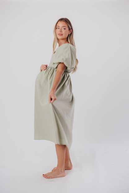 Hamilton Midi Dress in Olive - Bump Friendly (S-XL)