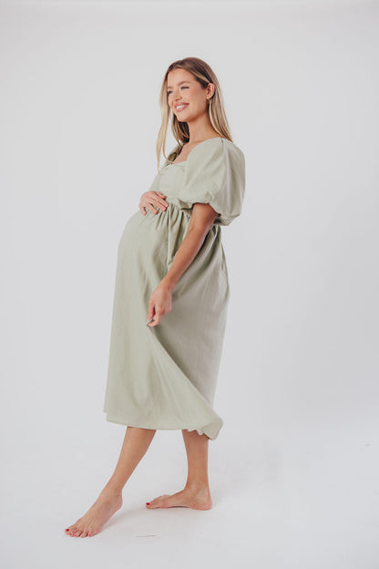 Hamilton Midi Dress in Olive - Bump Friendly (S-XL)