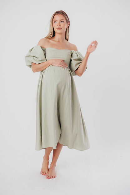 Hamilton Midi Dress in Olive - Bump Friendly (S-XL)