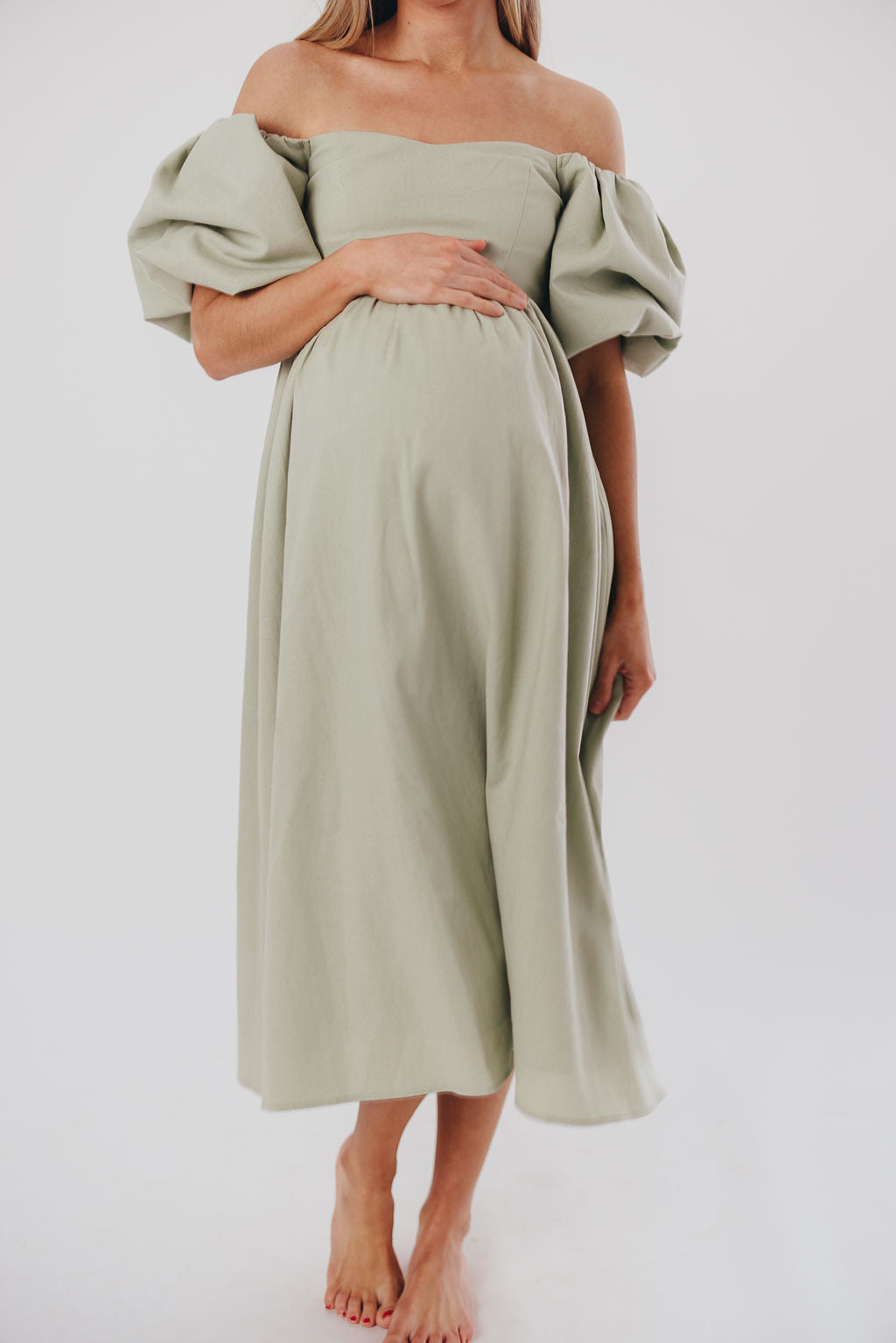 Hamilton Midi Dress in Olive - Bump Friendly (S-XL)