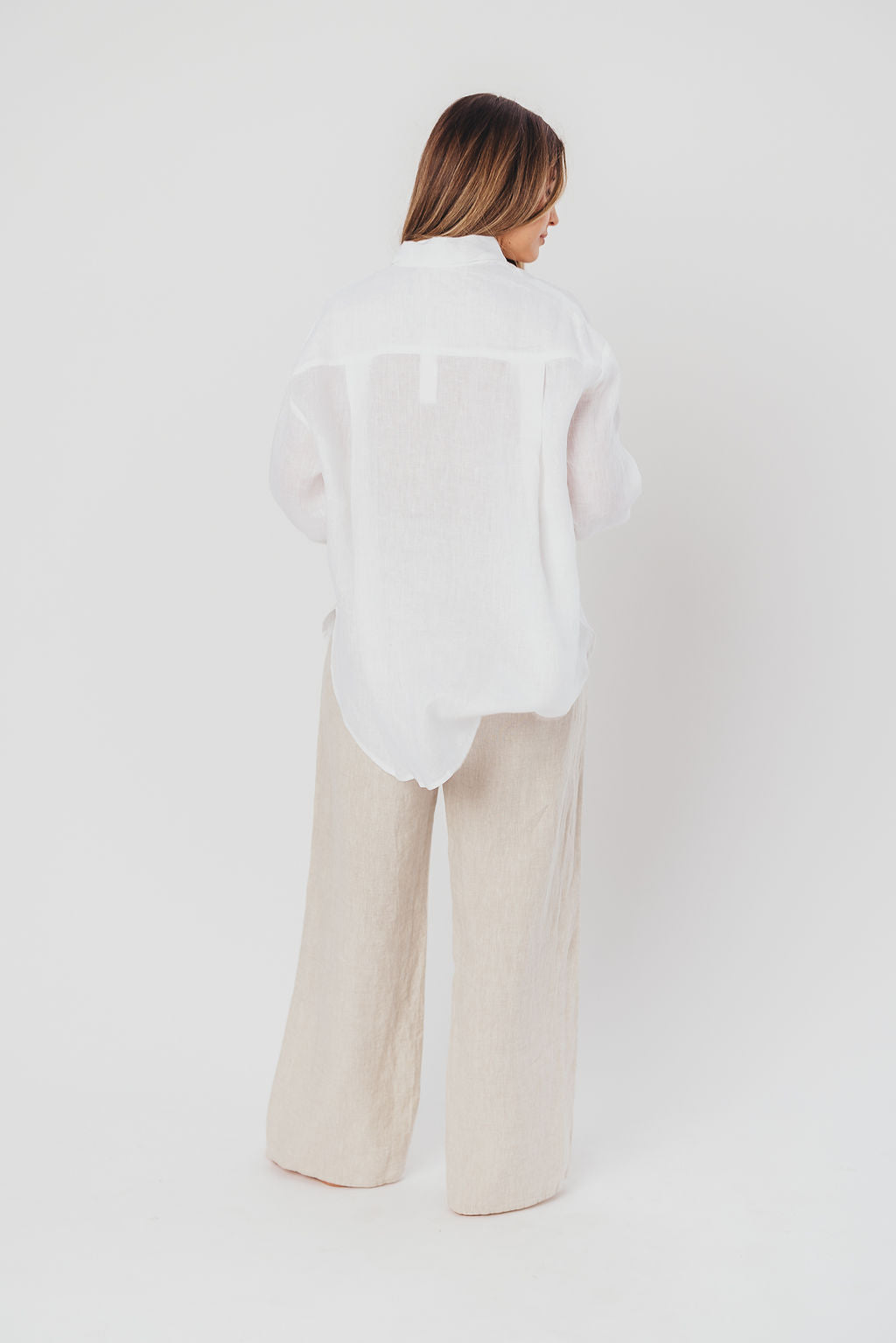 Helen 100% Linen Shirt in White - Nursing Friendly