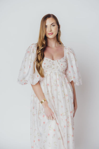 Harlow Maxi Dress in Tiny Pink Floral - Bump Friendly & Inclusive Sizing (S-3XL)