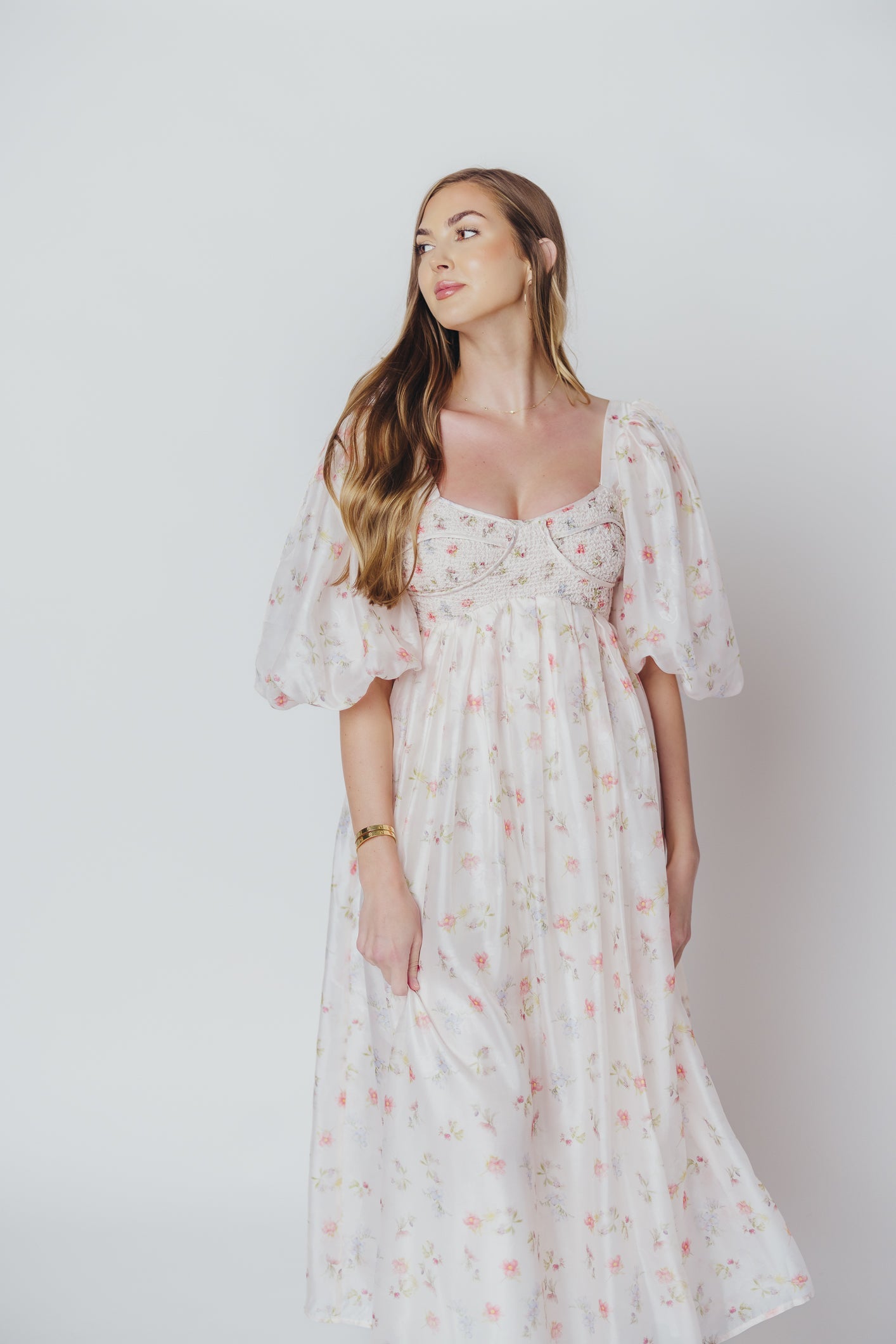 Harlow Maxi Dress in Tiny Pink Floral - Bump Friendly & Inclusive Sizing (S-3XL)