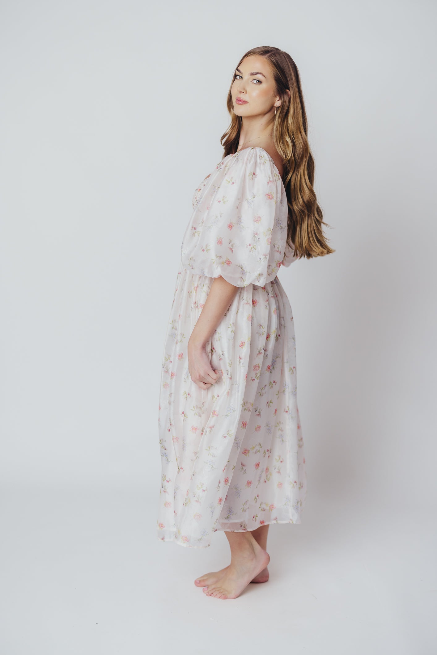 Harlow Maxi Dress in Tiny Pink Floral - Bump Friendly & Inclusive Sizing (S-3XL)