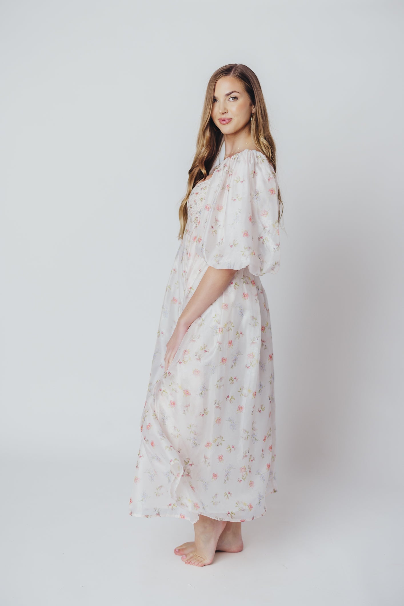 Harlow Maxi Dress in Tiny Pink Floral - Bump Friendly & Inclusive Sizing (S-3XL)