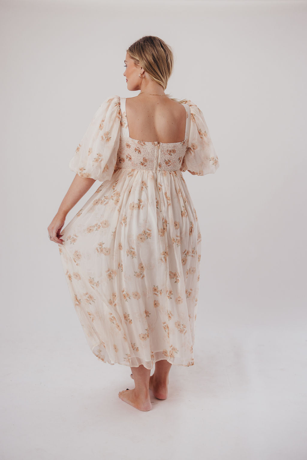 Harlow Maxi Dress in Taupe Floral - Bump Friendly & Inclusive Sizing (S-3XL)