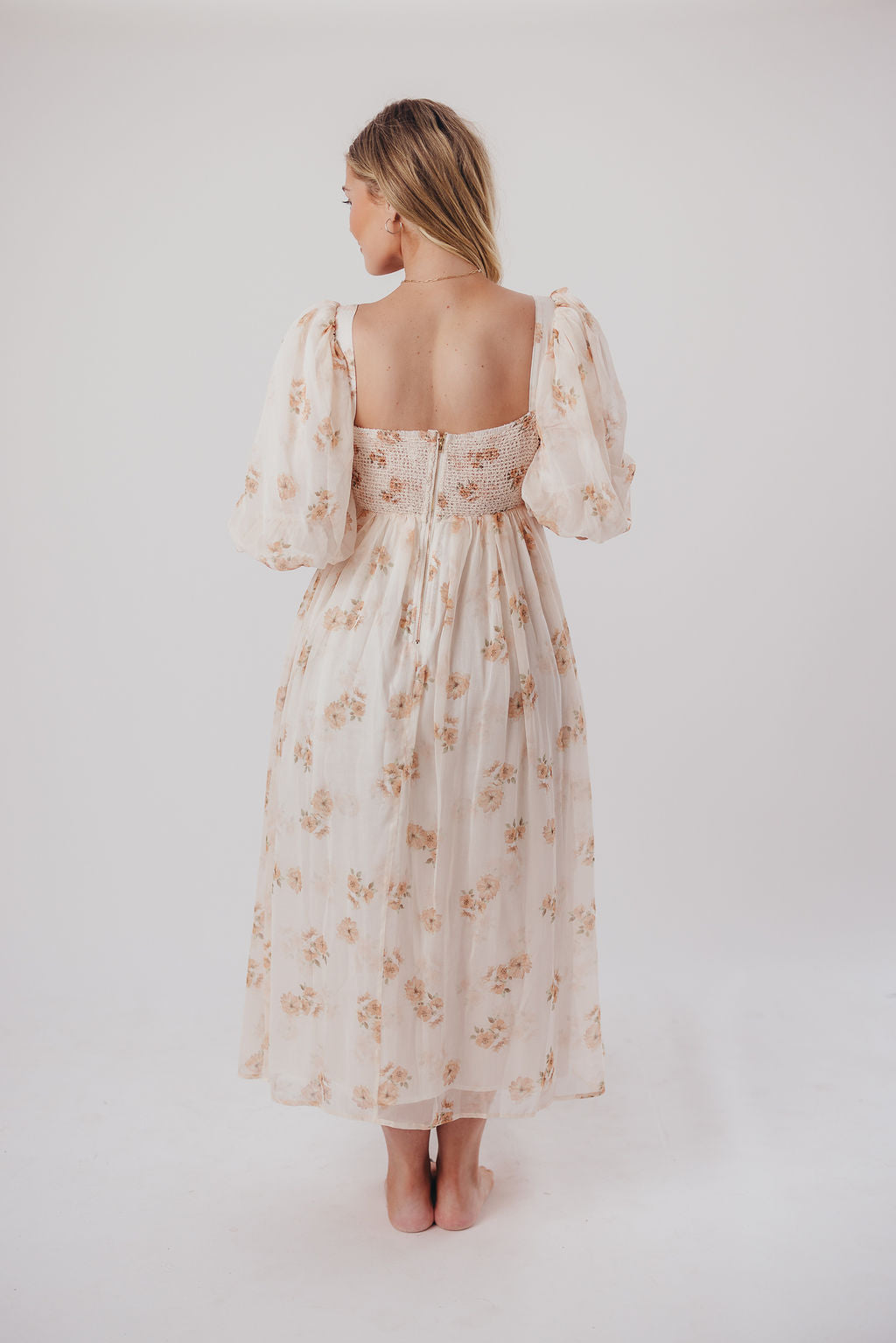 Harlow Maxi Dress in Taupe Floral - Bump Friendly & Inclusive Sizing (S-3XL)