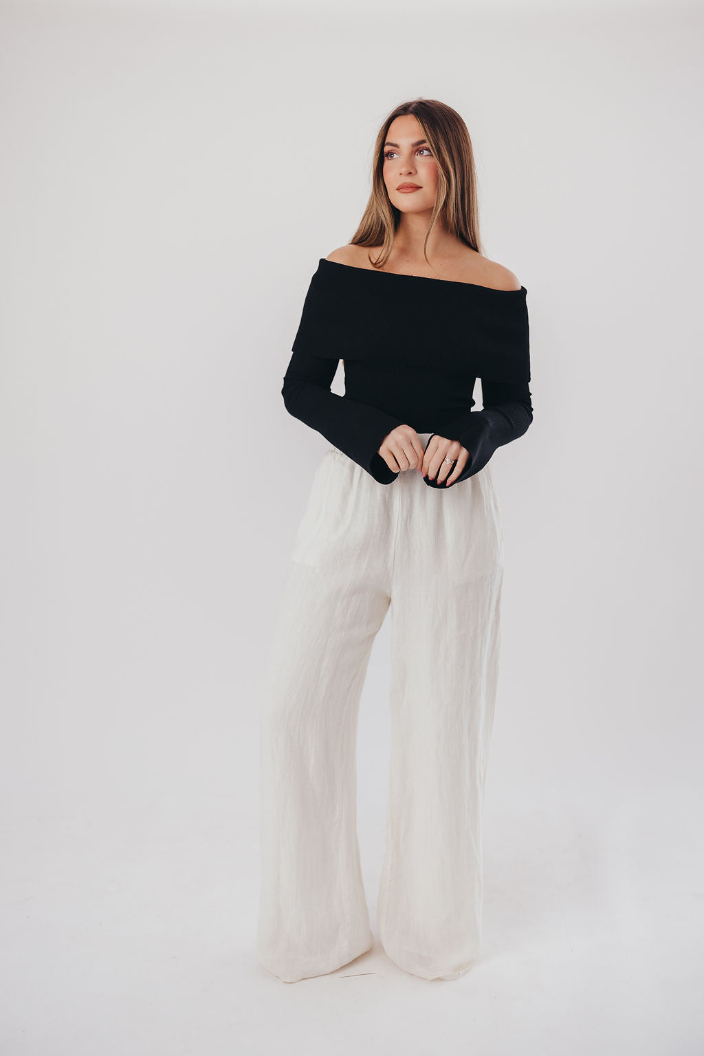 Palmer Off-the-Shoulder Sweater in Black