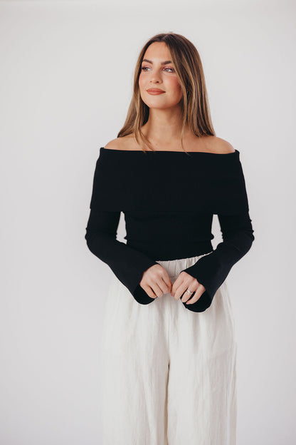 Palmer Off-the-Shoulder Sweater in Black