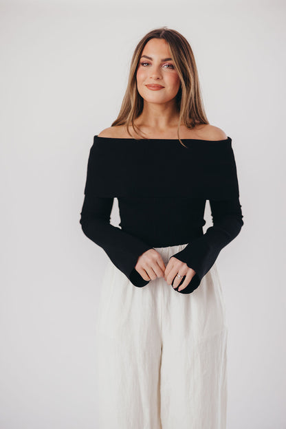 Palmer Off-the-Shoulder Sweater in Black