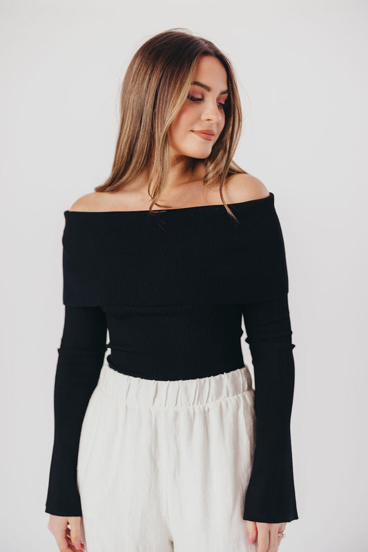 Palmer Off-the-Shoulder Sweater in Black