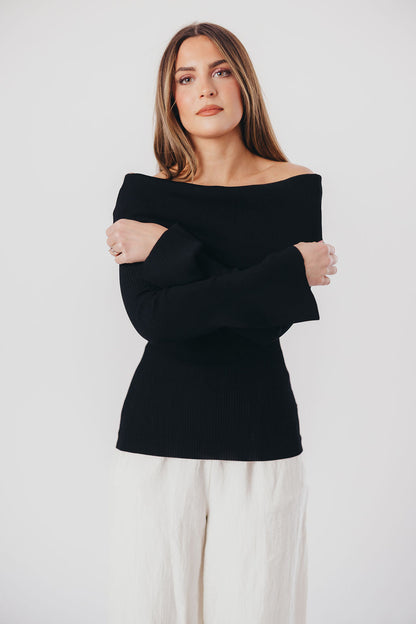 Palmer Off-the-Shoulder Sweater in Black