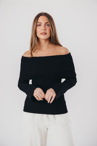 Palmer Off-the-Shoulder Sweater in Black